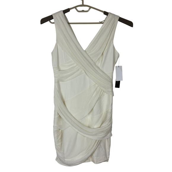Cynthia Steffe Cream Draped Bandage Mini Dress 8 NEW * stain - Picture 1 of 10